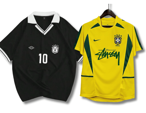 Pack Of 2 Manfinity Sporsity Patchwork & Stussy Hertage Football tee - Aesthetic Gen