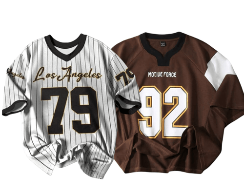 Pack Of 2 Retro LA Baseball Tee & Coffee Drop Shoulder Tee - Aesthetic Gen
