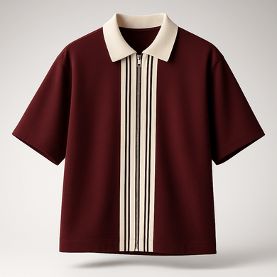 Pack Of 2 Zipper Striped Polo Shirts - Aesthetic Gen