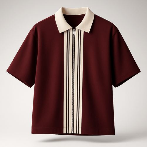 Pack Of 2 Zipper Striped Polo Shirts - Aesthetic Gen