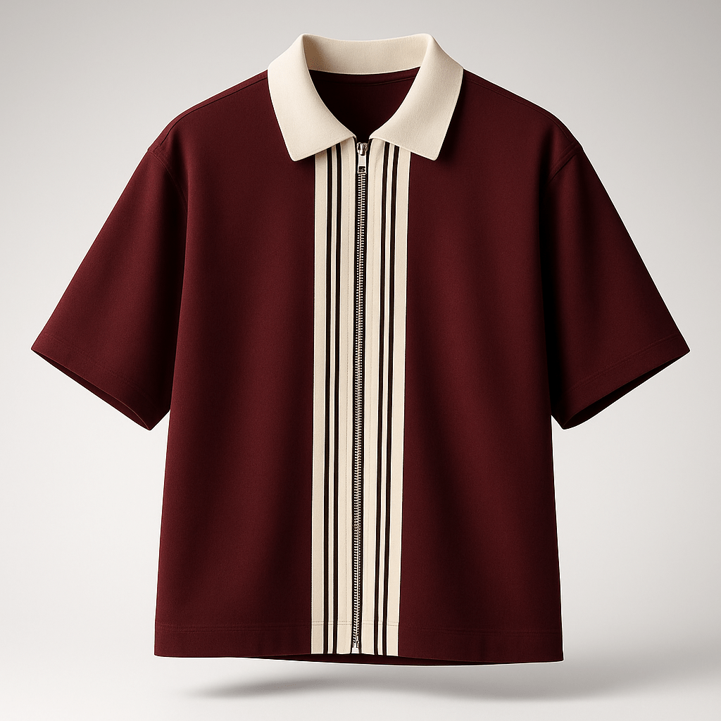 Pack Of 2 Zipper Striped Polo Shirts - Aesthetic Gen