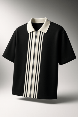Pack Of 2 Zipper Striped Polo Shirts - Aesthetic Gen