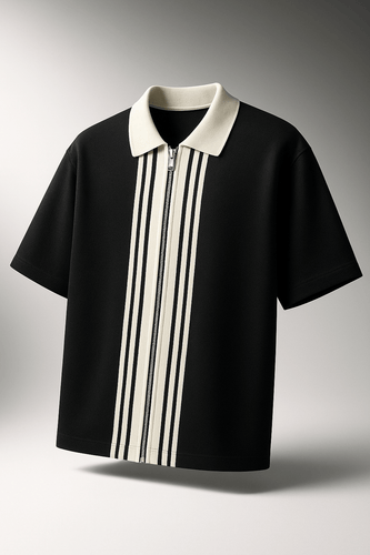 Pack Of 2 Zipper Striped Polo Shirts - Aesthetic Gen