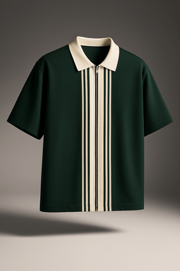 Pack Of 2 Zipper Striped Polo Shirts - Aesthetic Gen