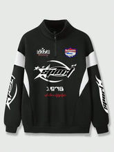 Load image into Gallery viewer, ROMWE Grunge Punk Letter Graphic Half Zip Sweatshirt - Aesthetic Gen
