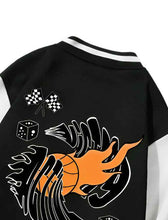 Load image into Gallery viewer, ROMWE Prep Guys Letter Graphic Two Tone Black Print Baseball jacket - Aesthetic Gen
