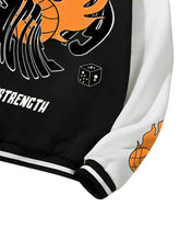 Load image into Gallery viewer, ROMWE Prep Guys Letter Graphic Two Tone Black Print Baseball jacket - Aesthetic Gen
