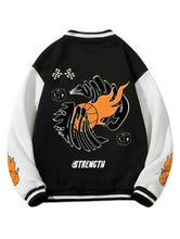 Load image into Gallery viewer, ROMWE Prep Guys Letter Graphic Two Tone Black Print Baseball jacket - Aesthetic Gen
