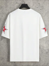 Load image into Gallery viewer, White Manfinity Sporsity Letter Printed Drop Shoulder T-Shirt, Street Wear - Aesthetic Gen
